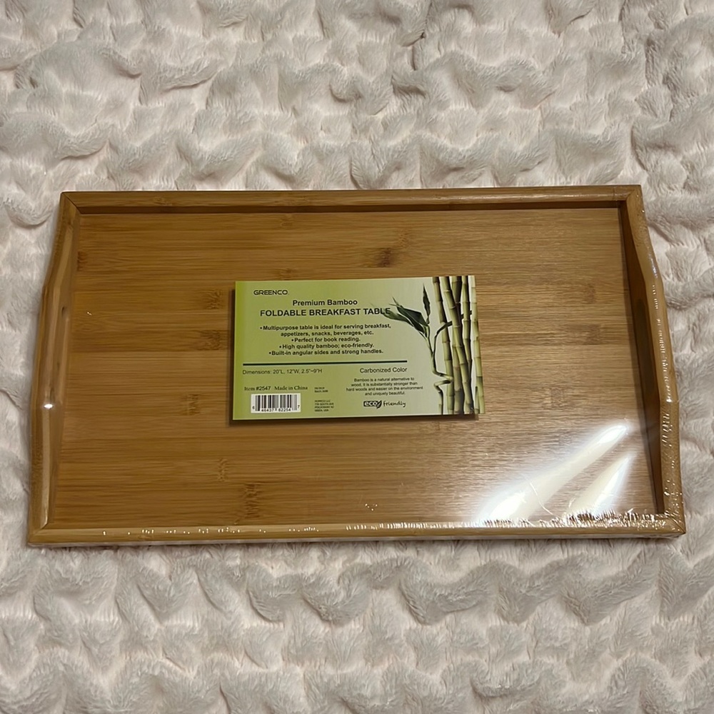 Foldable bamboo breakfast table